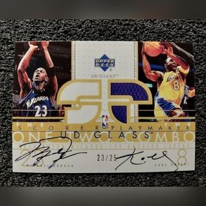 Michael Jordan, Kobe Bryant UD Glass Dual Autograph Basketball Card